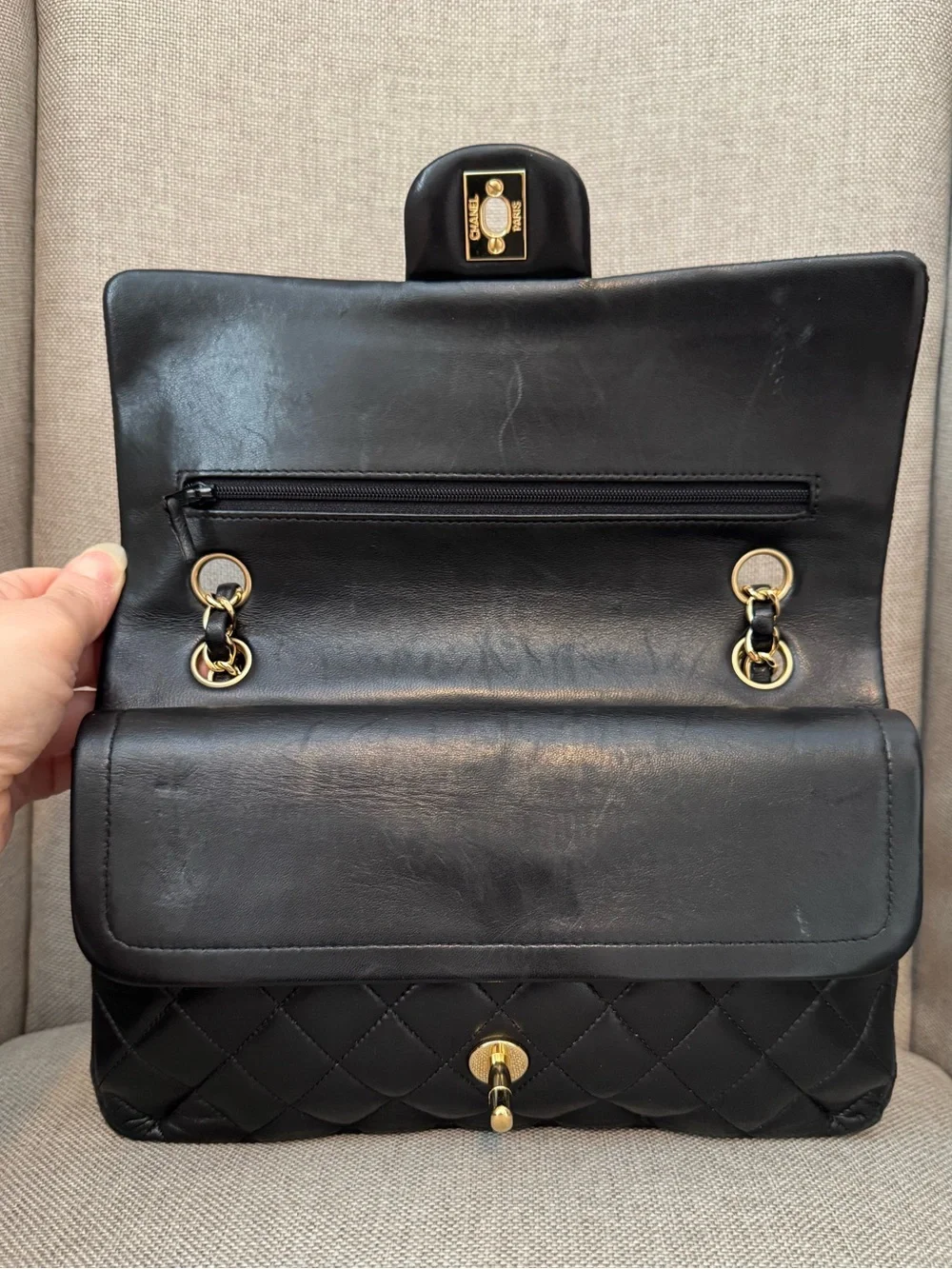 Chanel Medium Black Lambskin Classic Double Flap Bag
